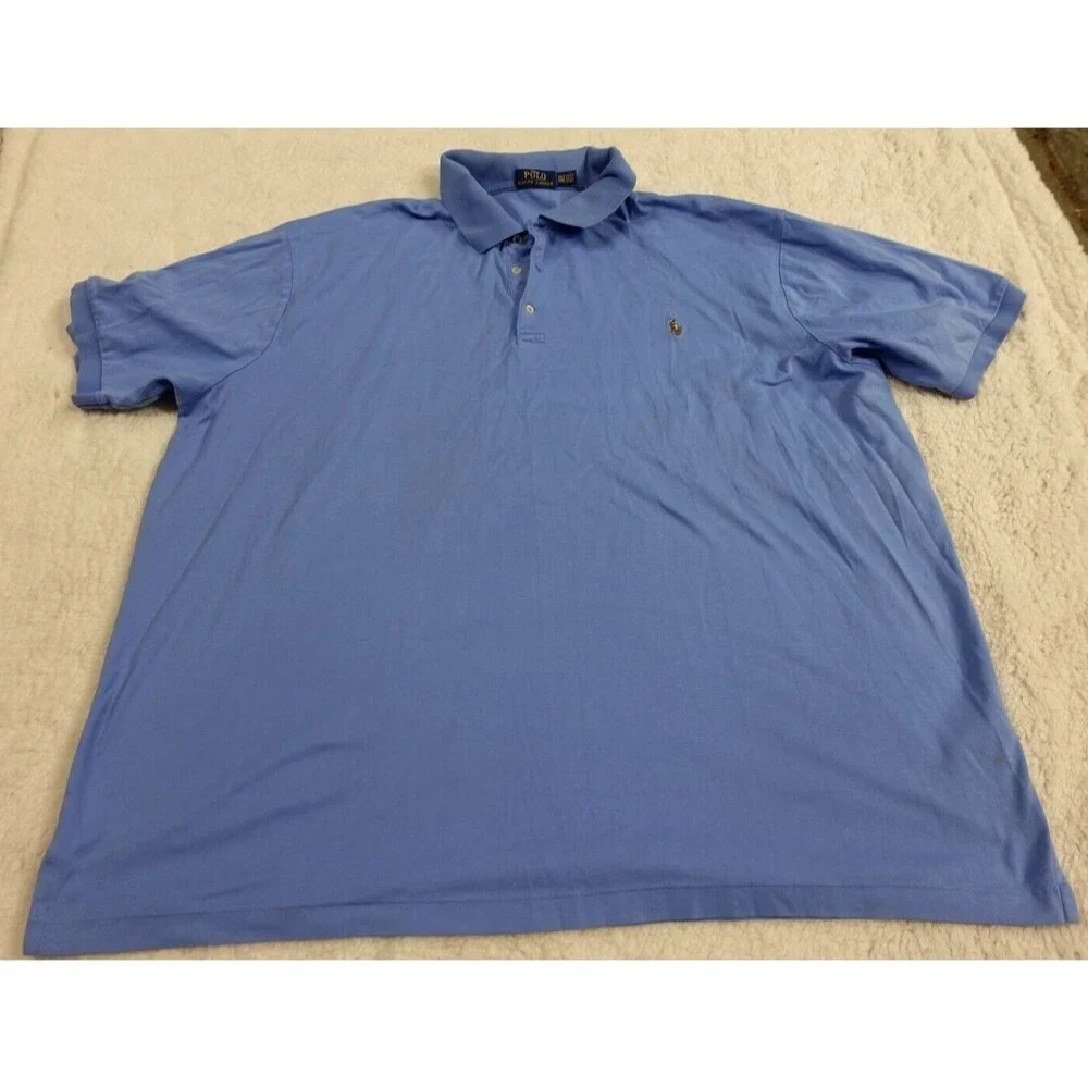 Polo Ralph Lauren Men's 3XLT Extra Large Tall Blue‎ Collared Button Polo Shirt